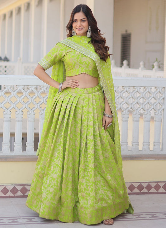 Embroidered Jacquard, Viscose A - Line Lehenga - L1409