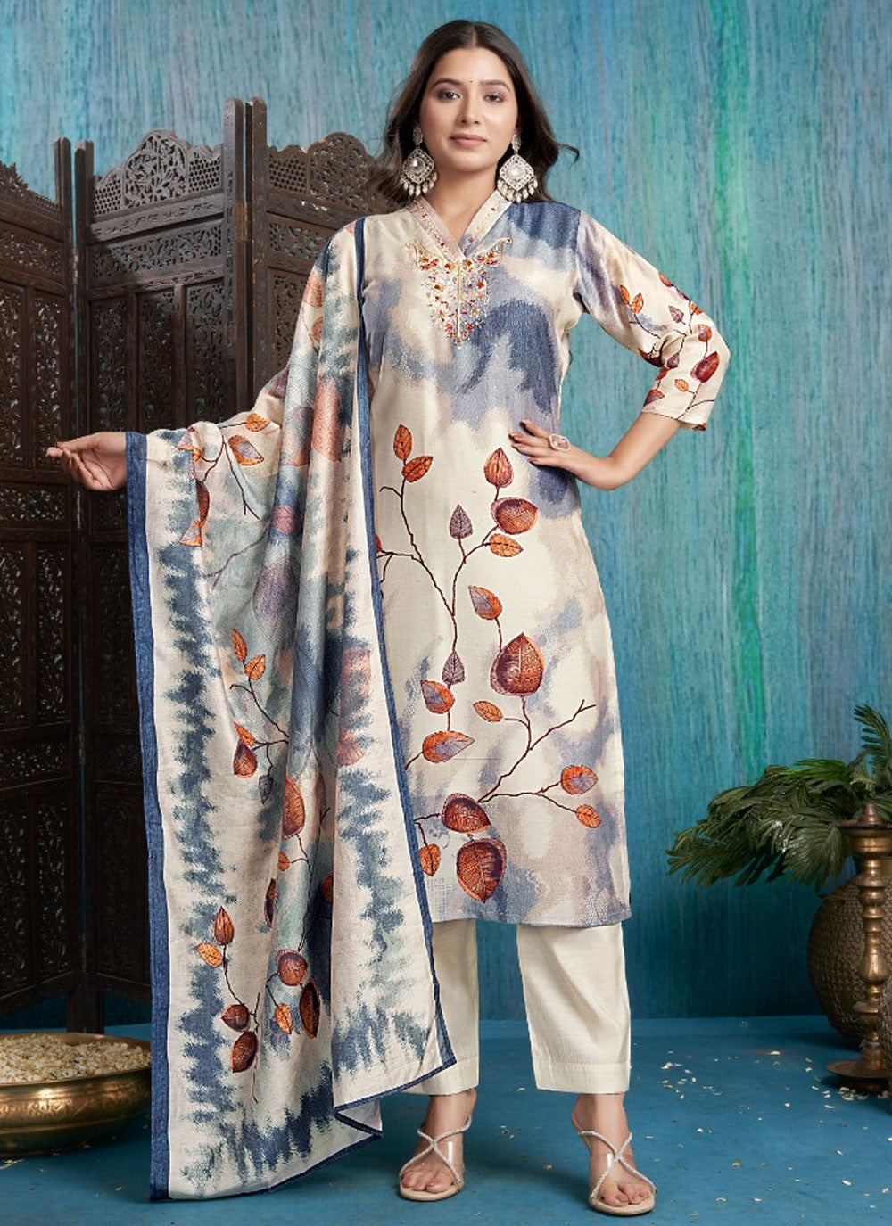 Silk, Viscose Salwar Suit - T3720