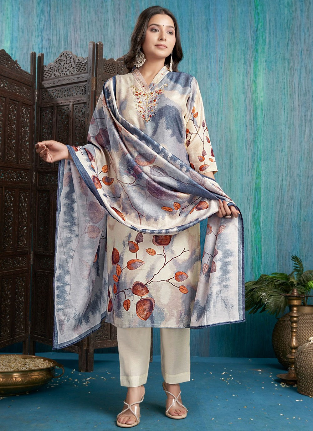 Silk, Viscose Salwar Suit - T3720