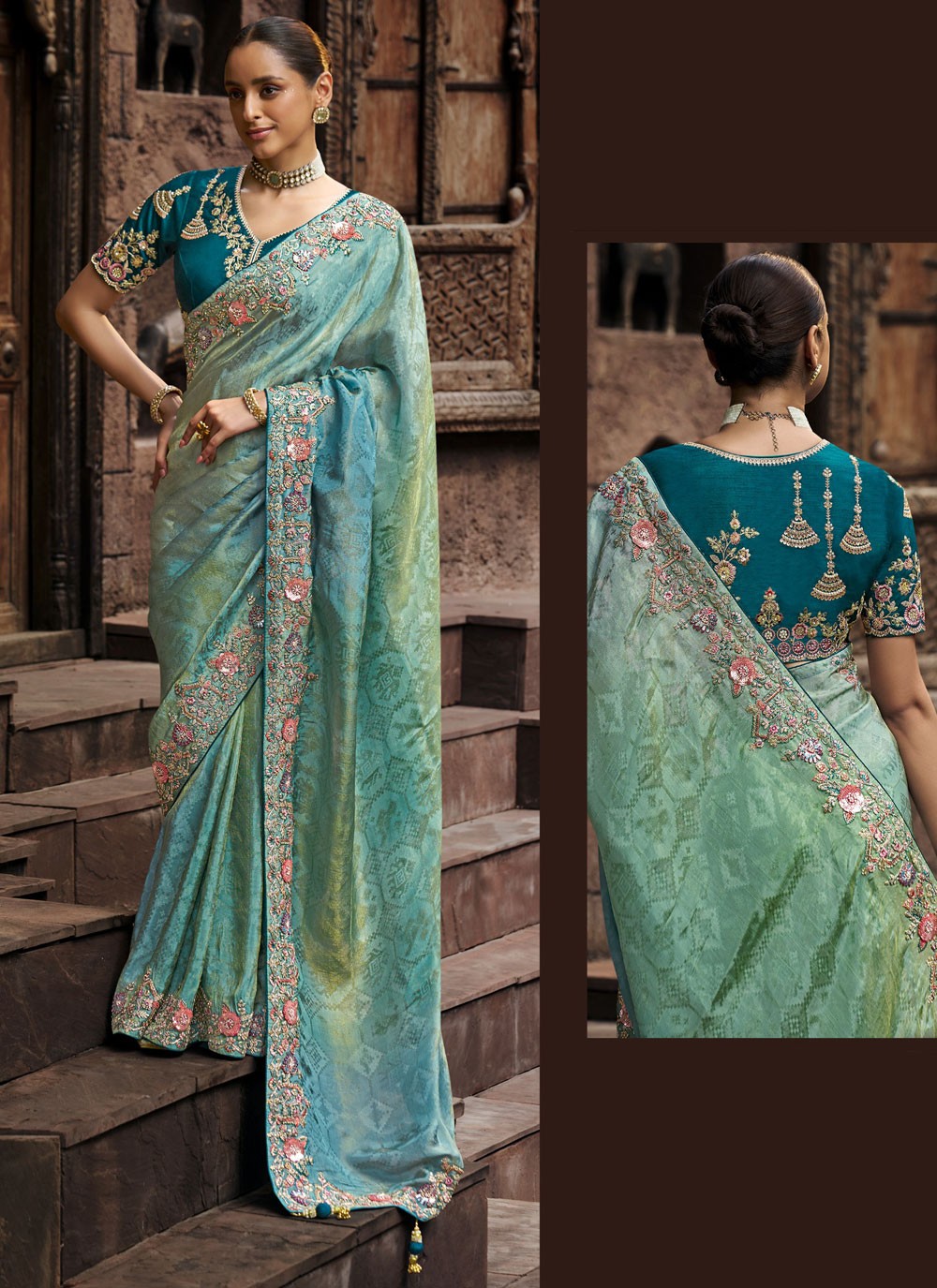 Classic Embroidered Tissue, Viscose Saree - S9502