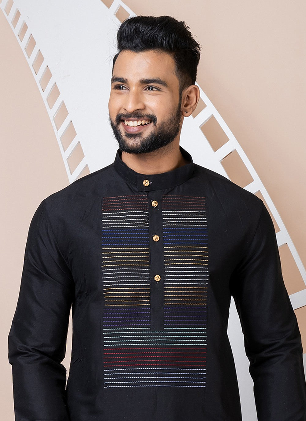 Embroidered Viscose Black Kurta Pyjama - M8558