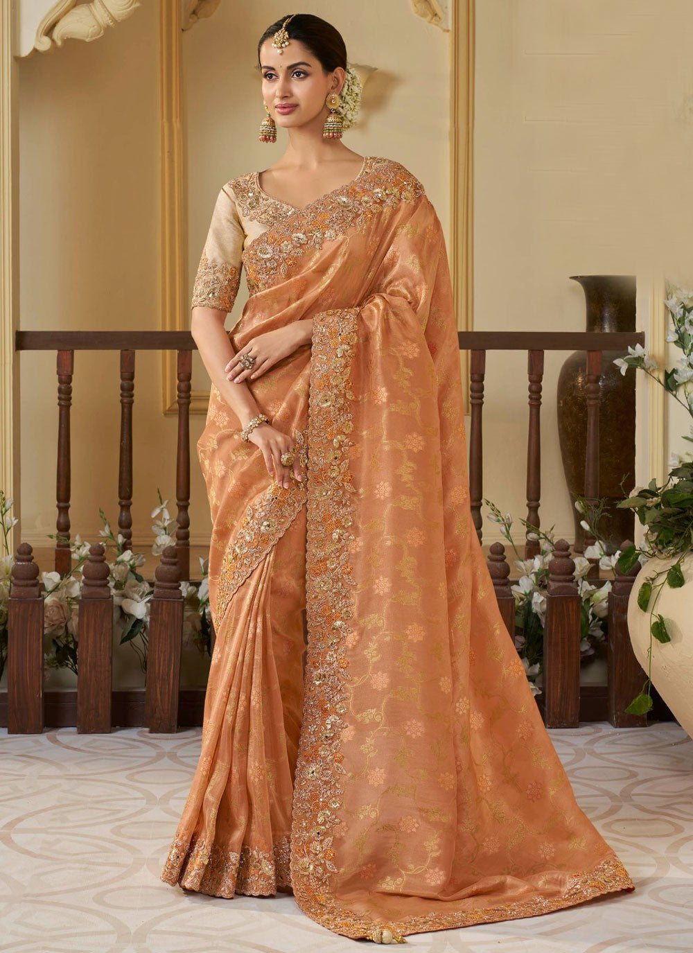 Classic Embroidered Tissue, Viscose Saree - S10635