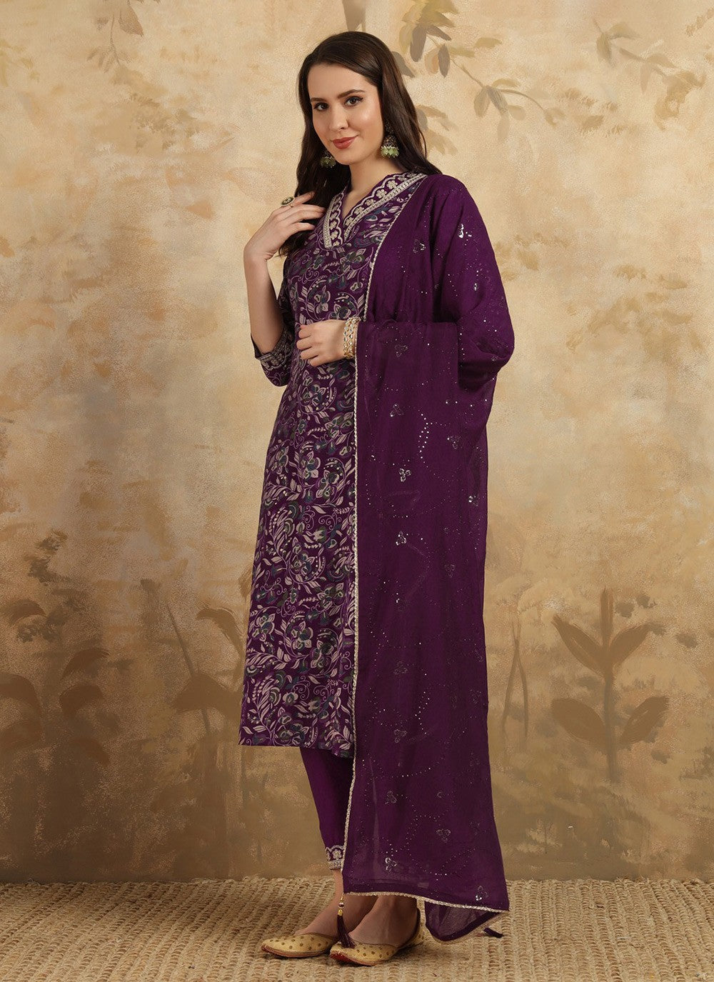 Chanderi , Viscose Pant Style Suit - T3424