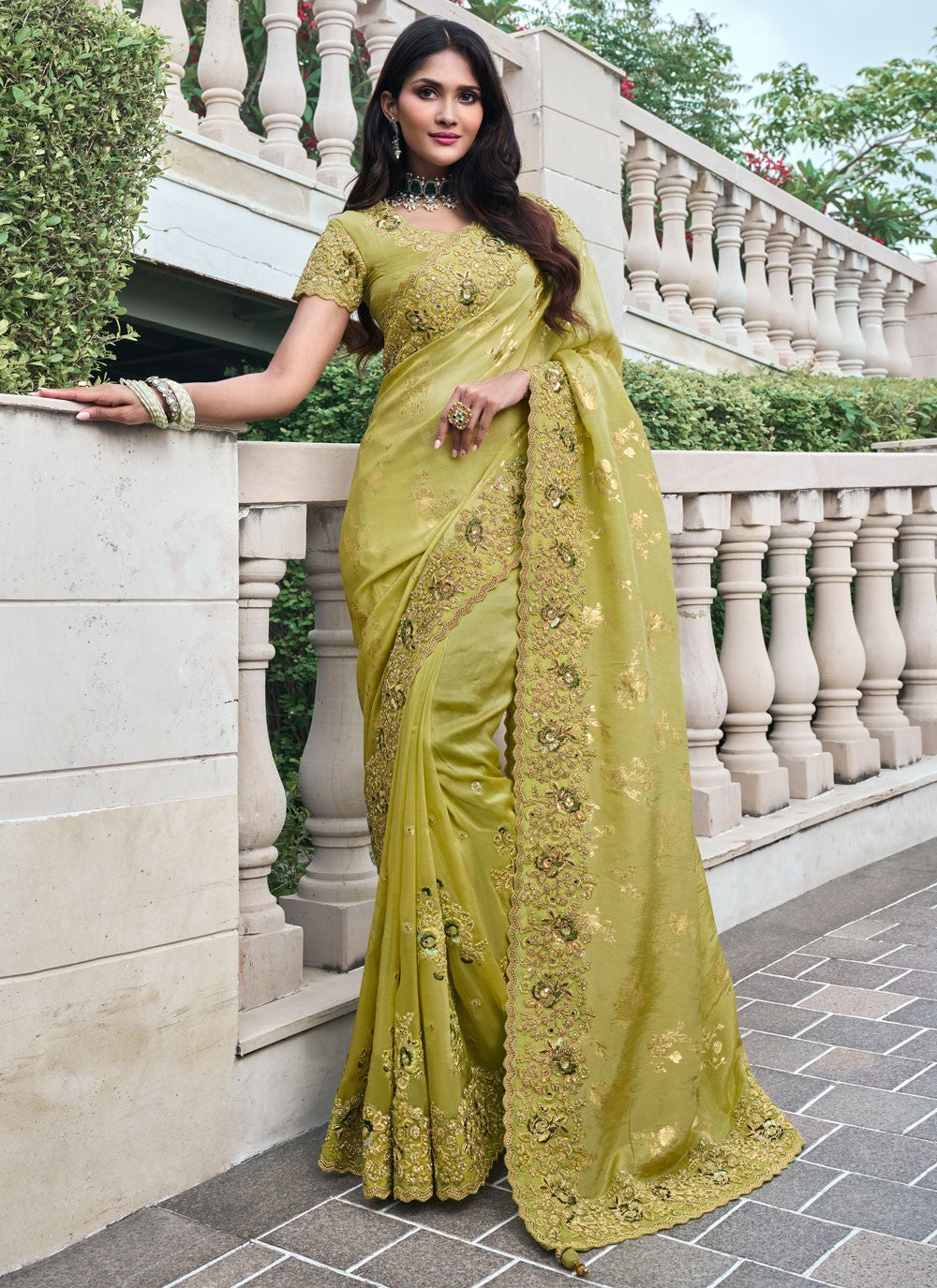 Classic Embroidered Viscose Saree - S8665