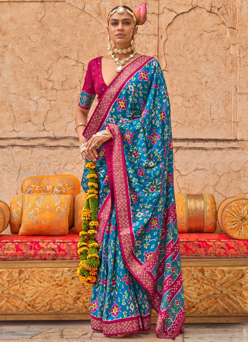 Classic Printed Silk, Viscose Saree - S9697