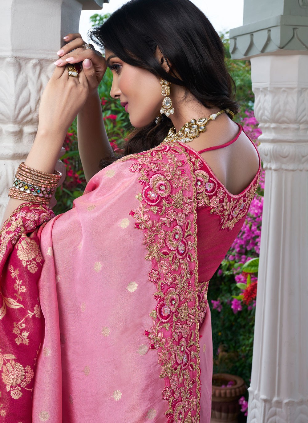 Classic Embroidered Viscose Saree - S8665