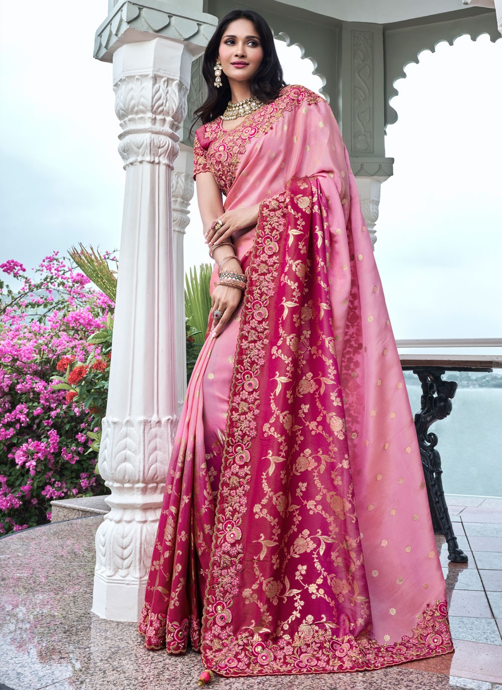 Classic Embroidered Viscose Saree - S8665