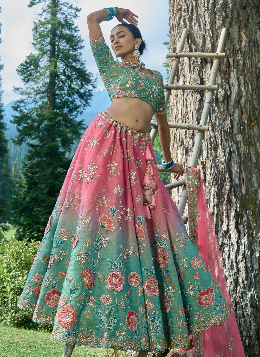 Embroidered Silk, Viscose A - Line Lehenga - L1321