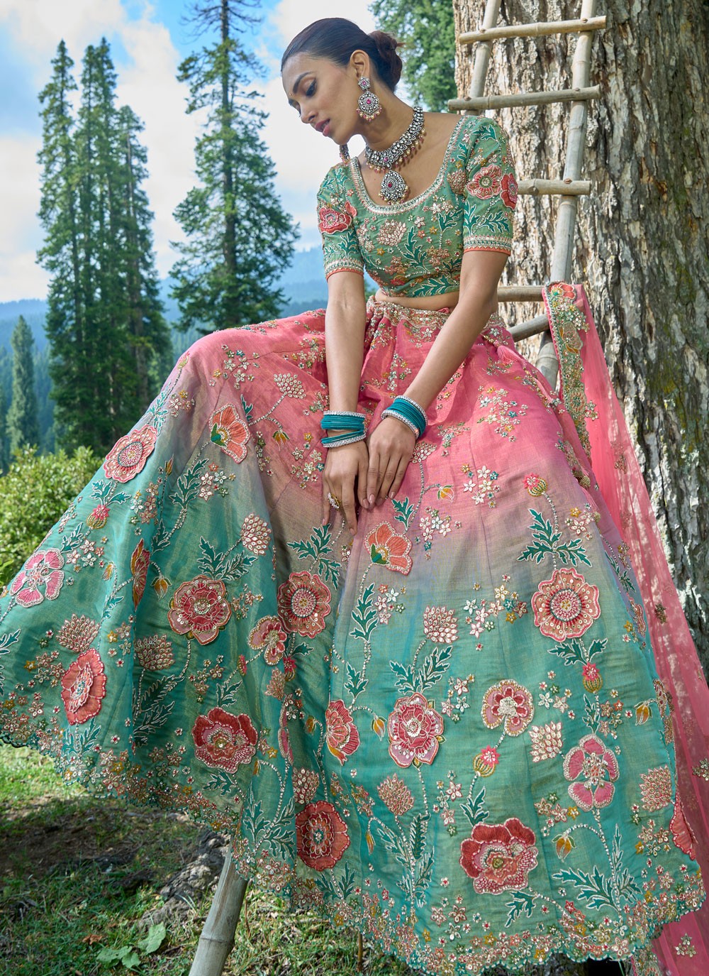 Embroidered Silk, Viscose A - Line Lehenga - L1321