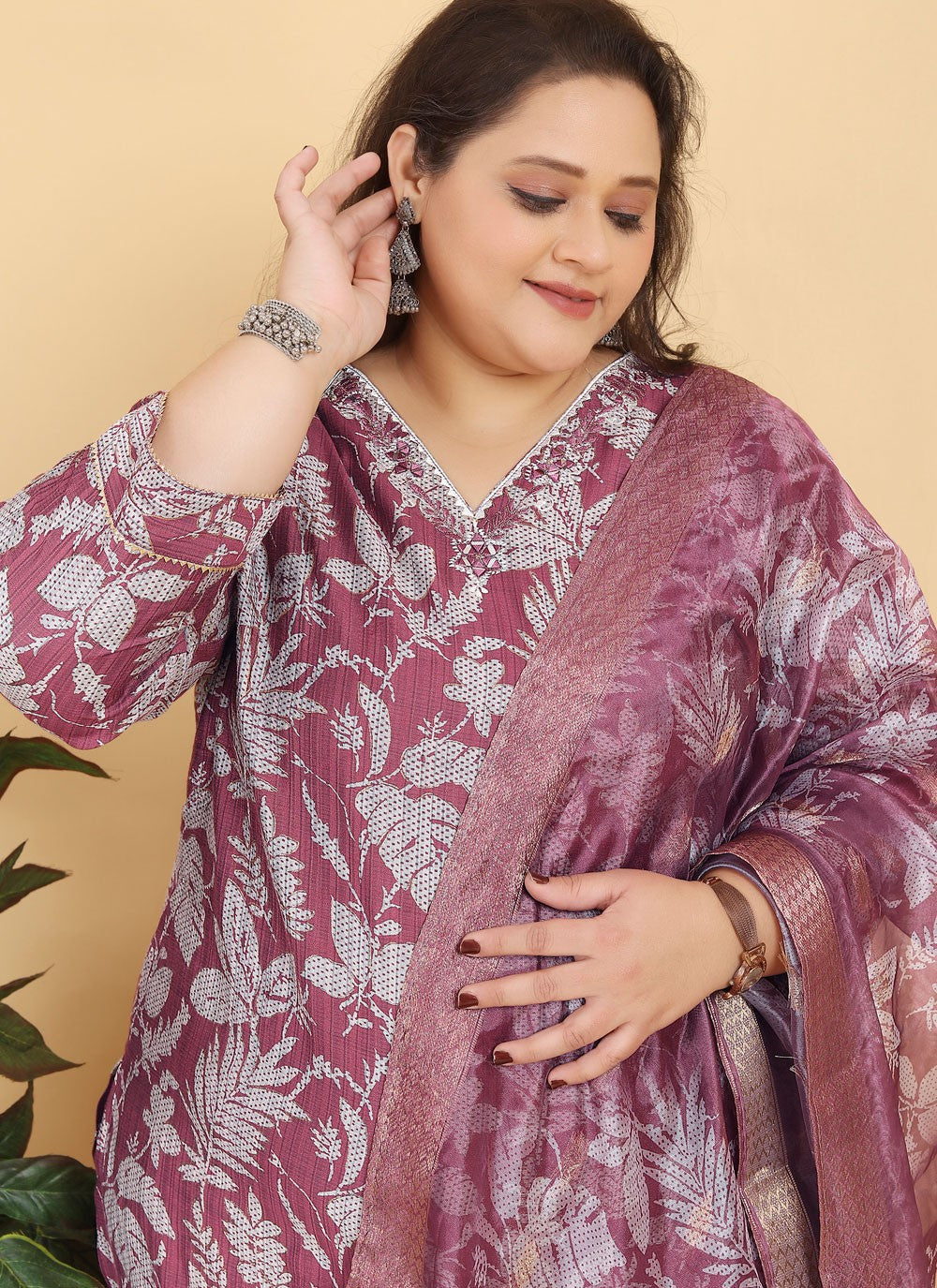 Foliage Prints Viscose Salwar Suit - T4835