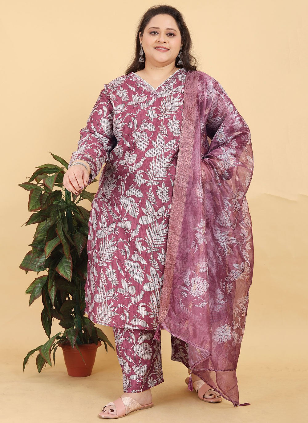 Foliage Prints Viscose Salwar Suit - T4835