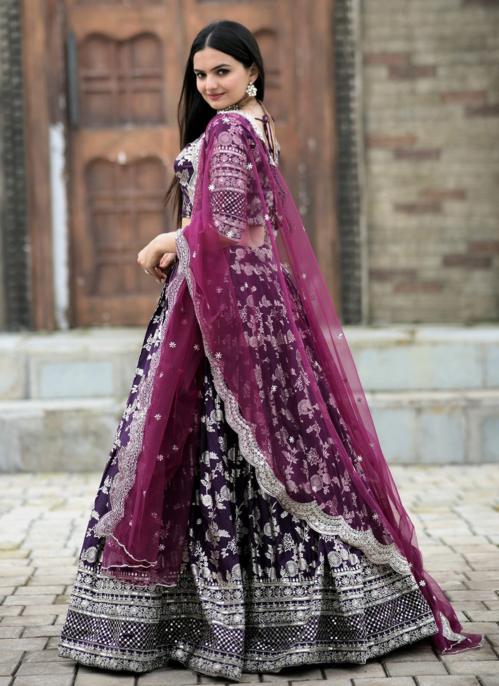 Embroidered Jacquard, Viscose A - Line Lehenga - L1075