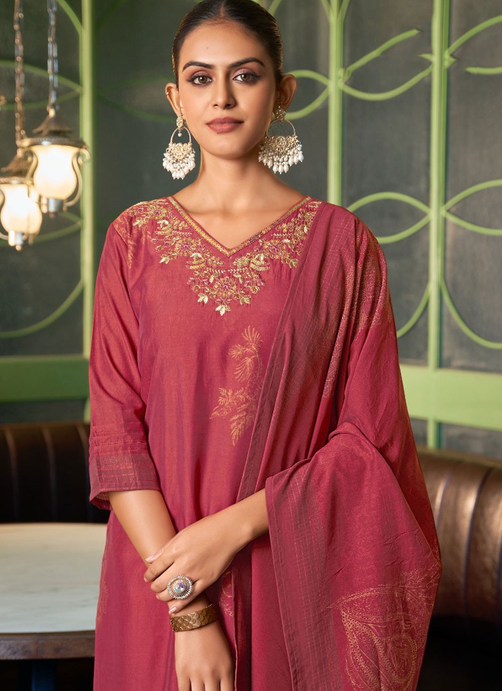 Silk, Viscose Salwar Suit - T3757