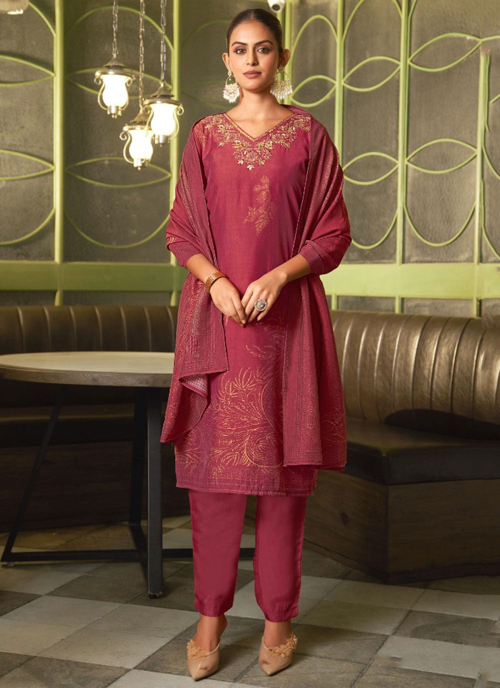 Silk, Viscose Salwar Suit - T3757