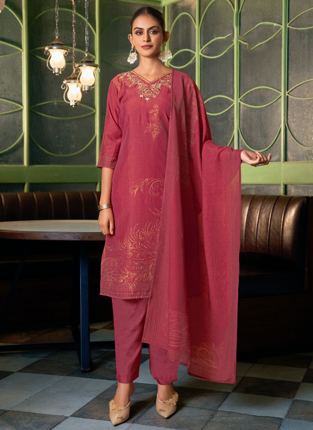 Silk, Viscose Salwar Suit - T3757