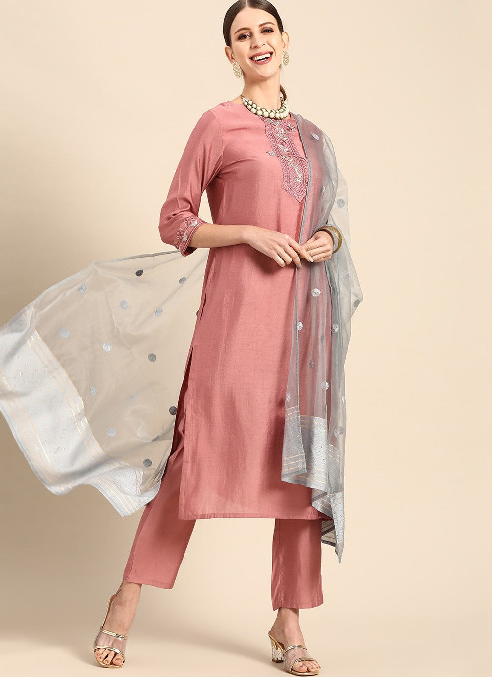 Muslin, Viscose Salwar Suit - T1470