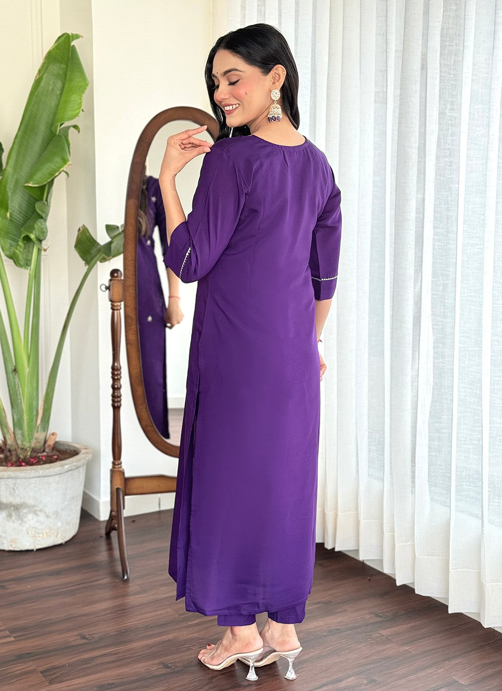 Chanderi , Viscose Pant Style Suit - T3500