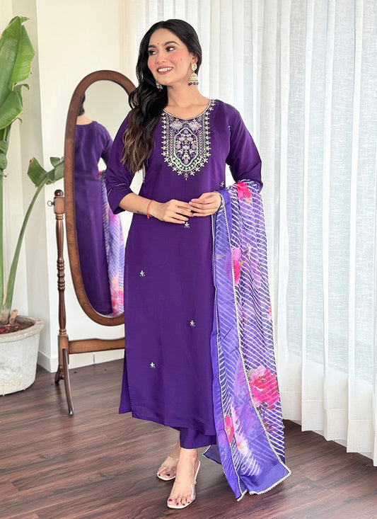 Chanderi , Viscose Pant Style Suit - T3500