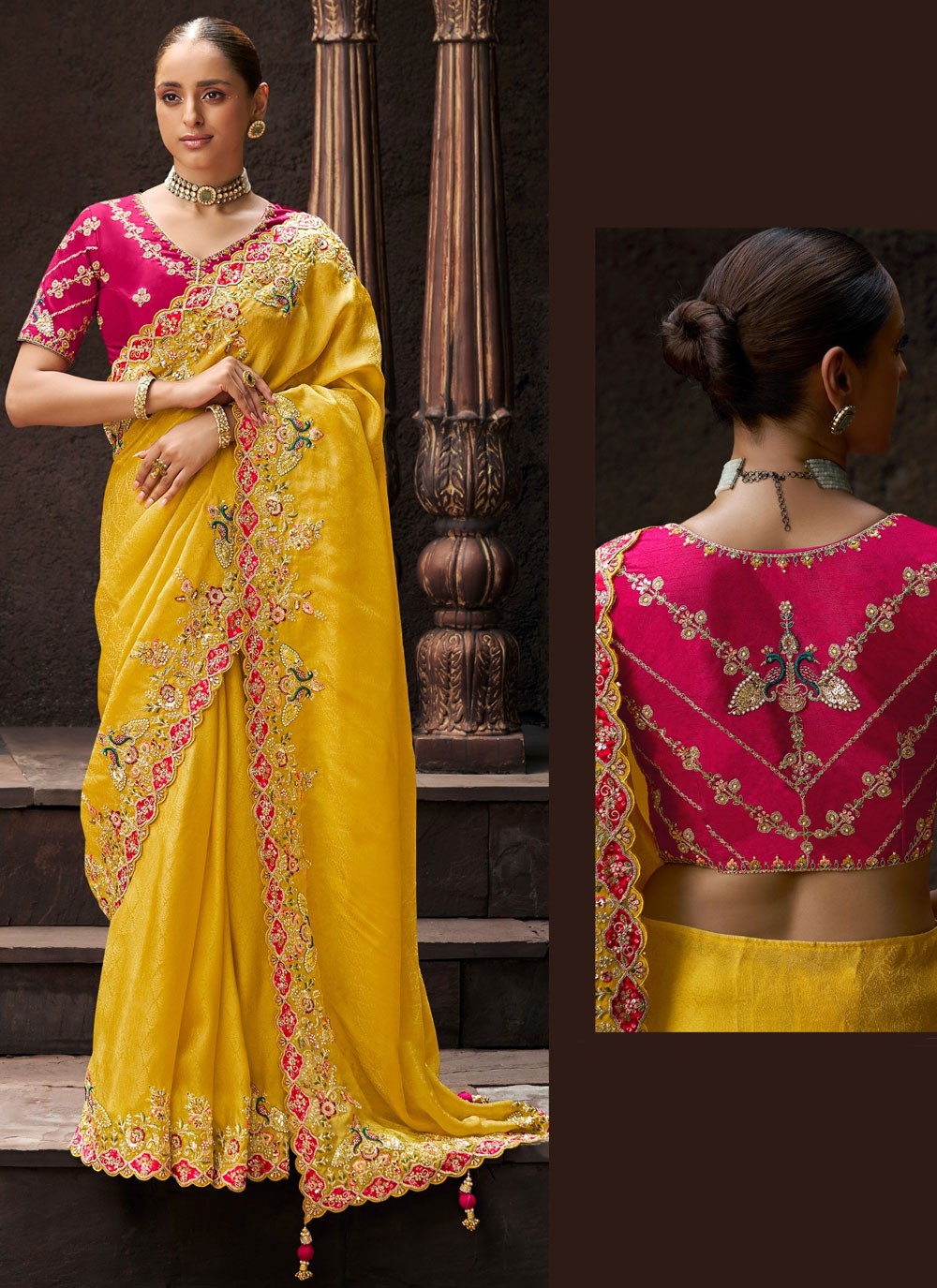 Classic Embroidered Tissue, Viscose Saree - S9502