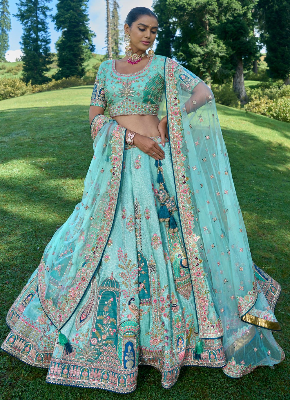 Embroidered Silk, Viscose A - Line Lehenga - L1321