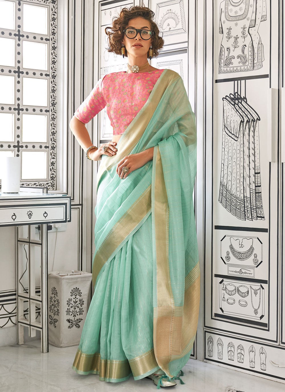 Classic Weaving Zari Chiffon Saree - S7396