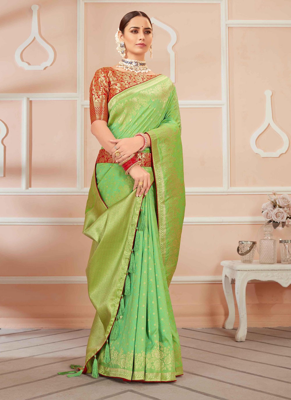 Traditional Weaving Zari Banarasi Silk Saree - S1196