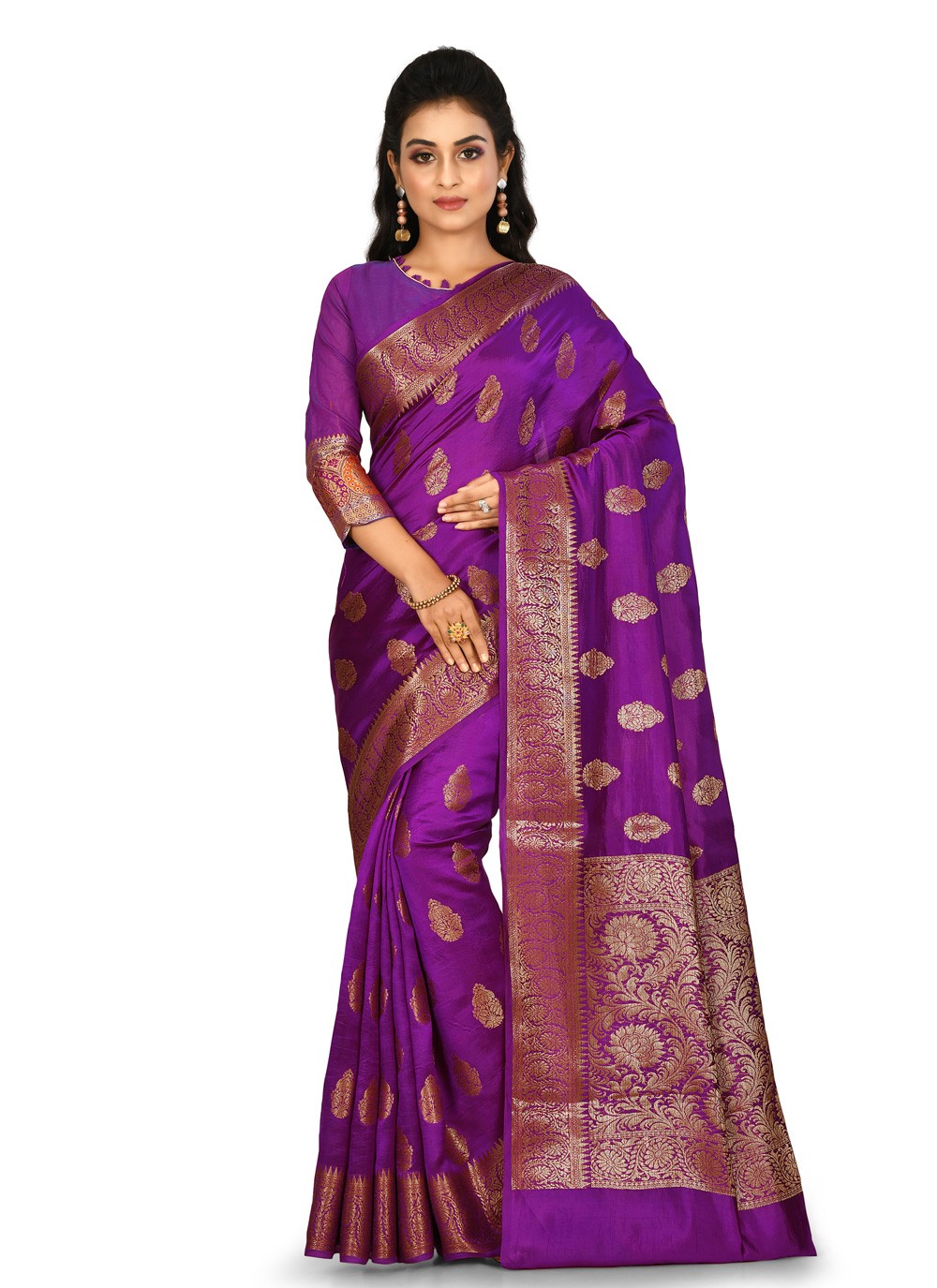 Contemporary Weaving Zari Banarasi Silk Saree - S0376