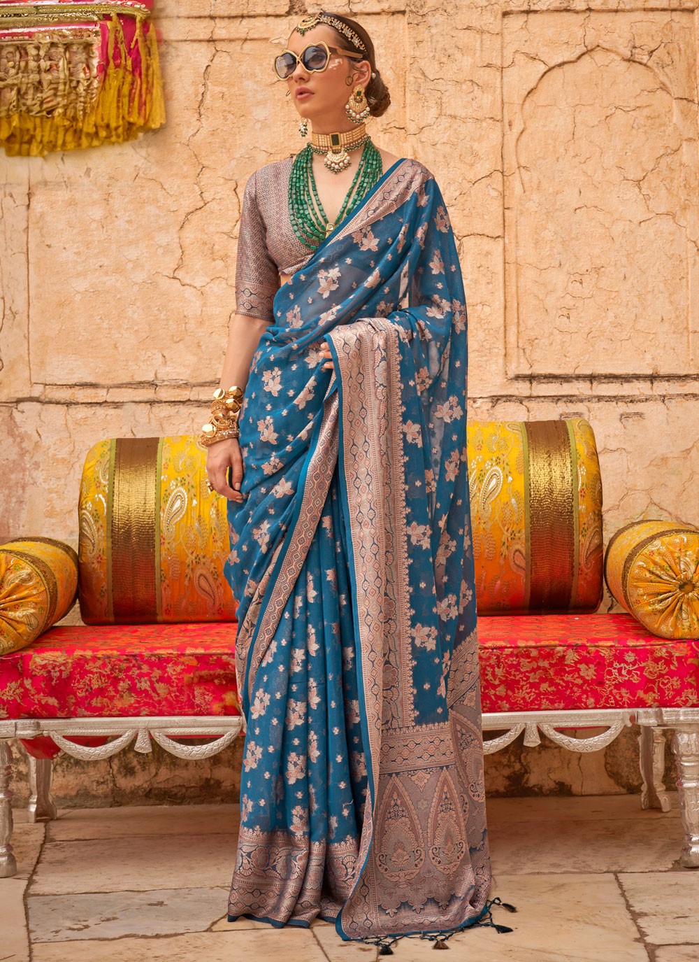 Classic Weaving Zari Georgette Saree - S9020