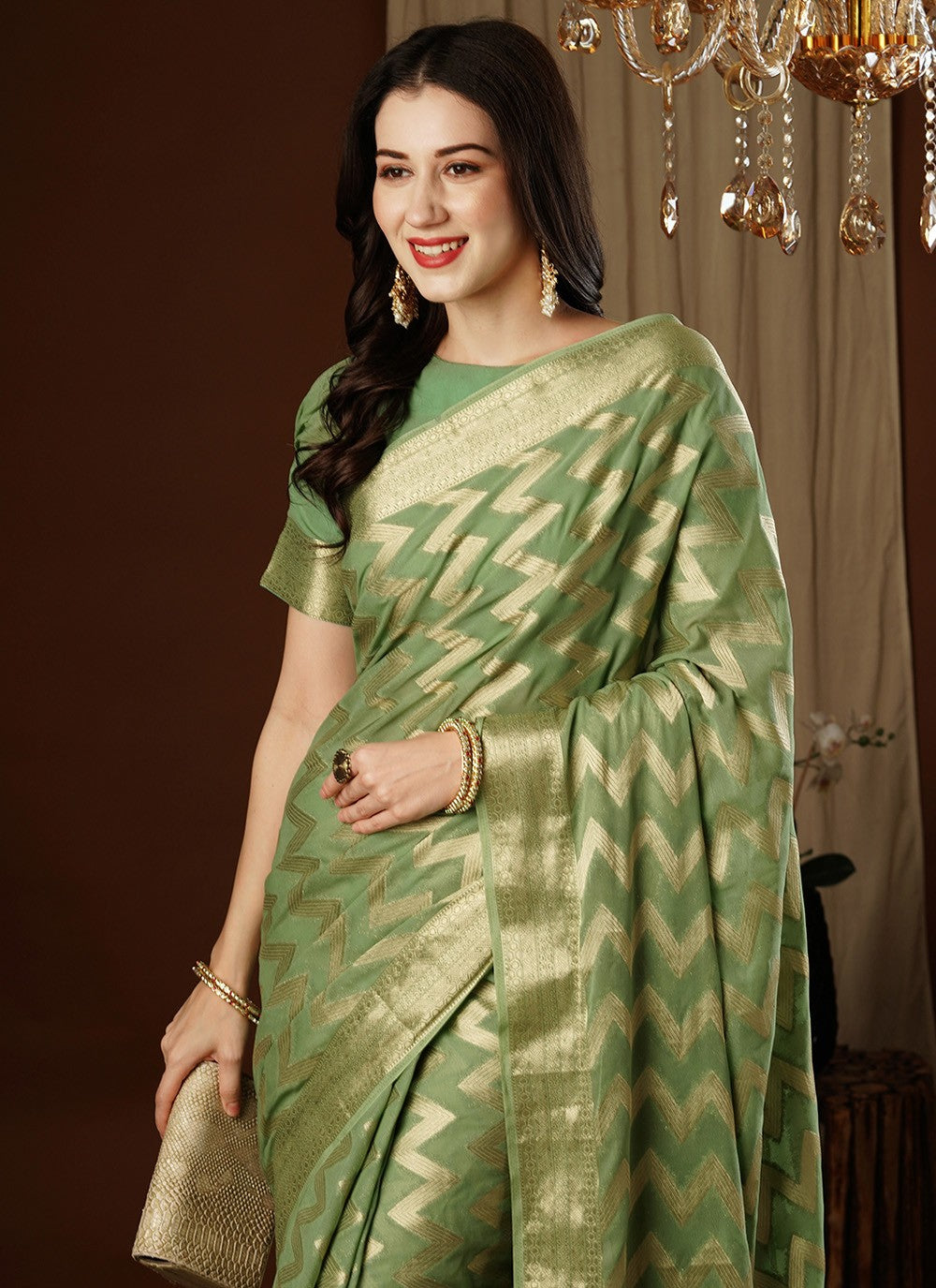 Classic Weaving Zari Pure Georgette Saree - S7628