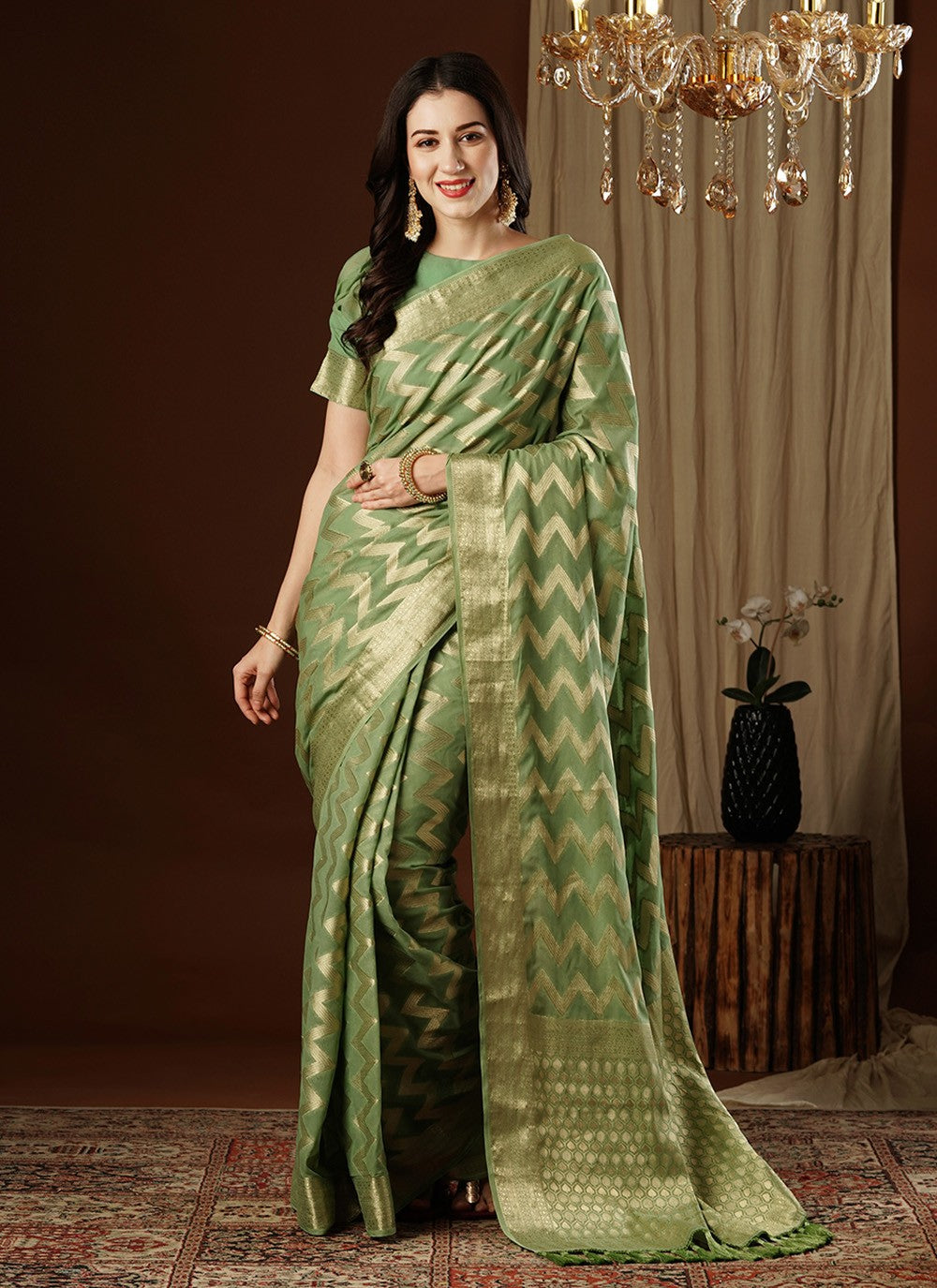 Classic Weaving Zari Pure Georgette Saree - S7628