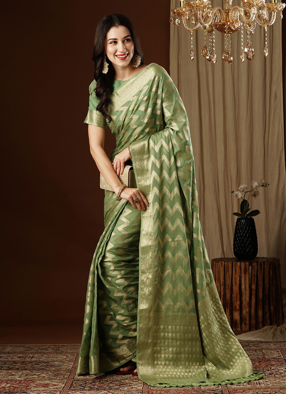 Classic Weaving Zari Pure Georgette Saree - S7628