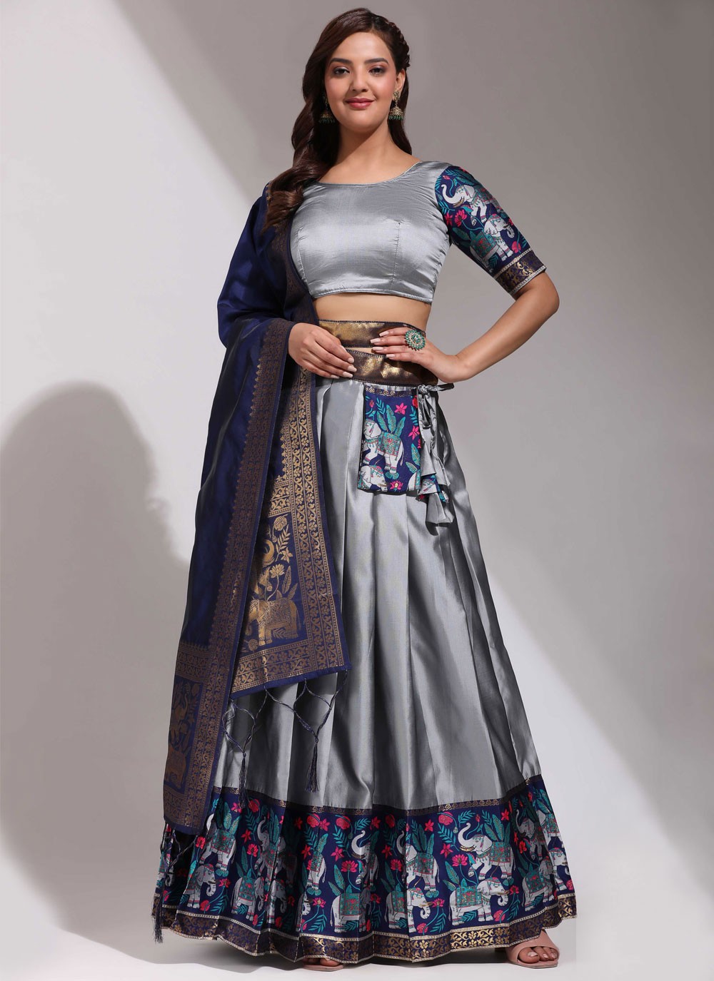 Weaving Zari Silk A - Line Lehenga - L2468