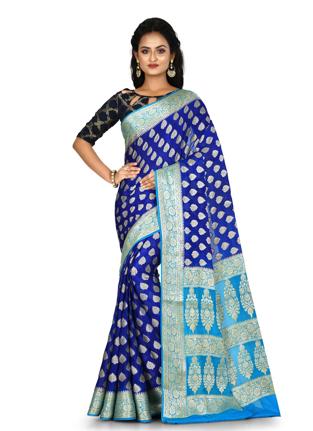 Contemporary Weaving Zari Banarasi Silk Saree - S0376