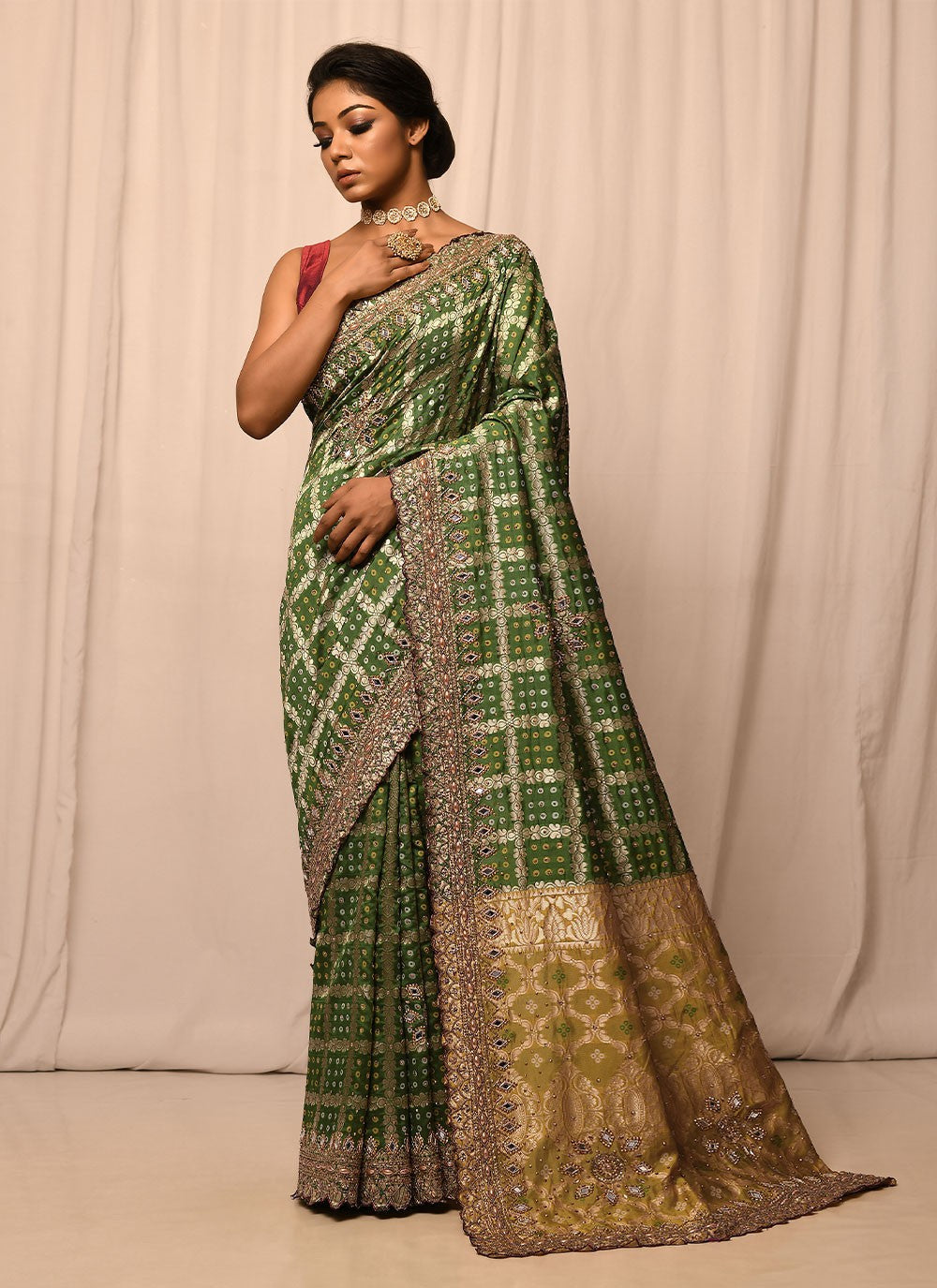 Traditional Embroidered Silk Saree - S1557