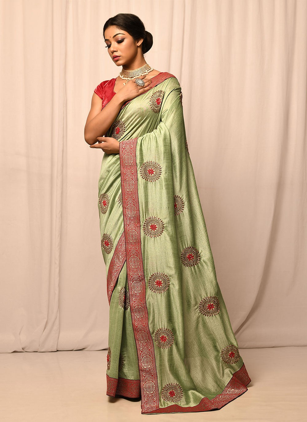 Traditional Embroidered Silk Saree - S1557