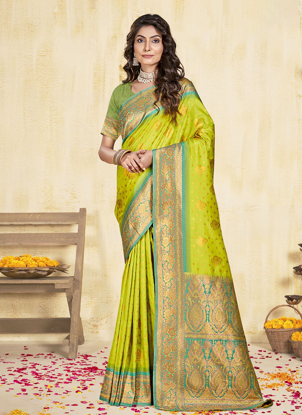 Classic Meenakari Silk, Tissue Saree - S9944