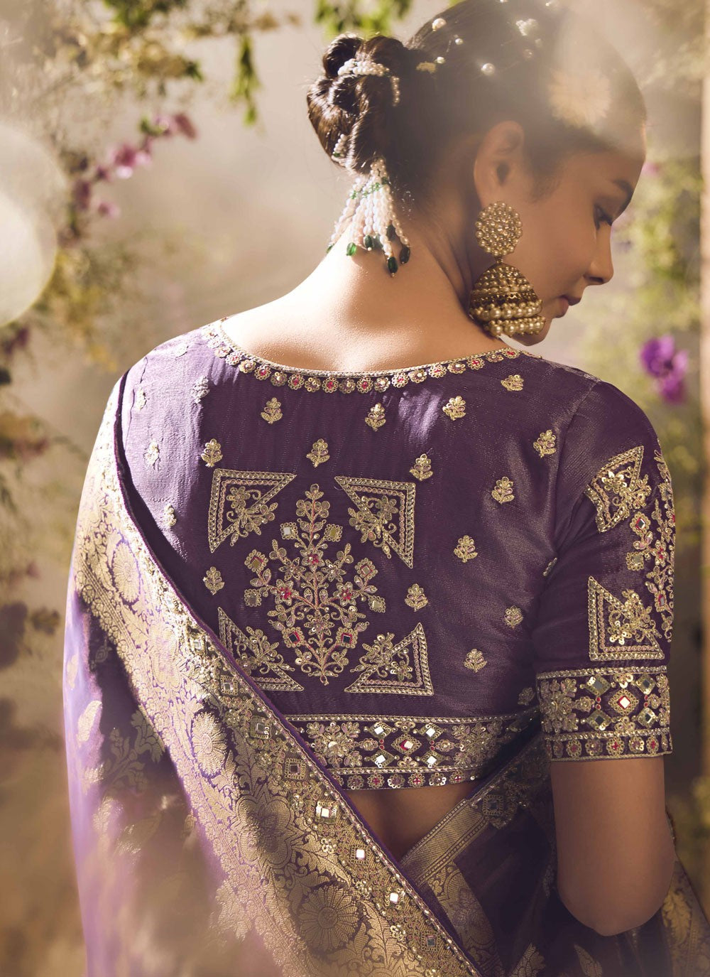 Classic Border Work Silk Purple Saree - S11268