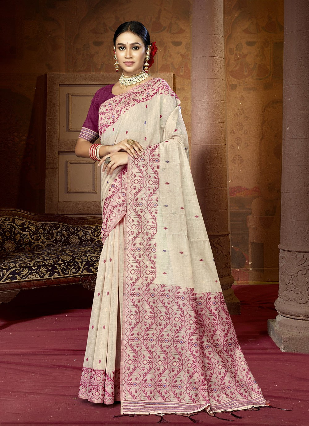 Classic Weaving Zari Cotton Saree - S7988