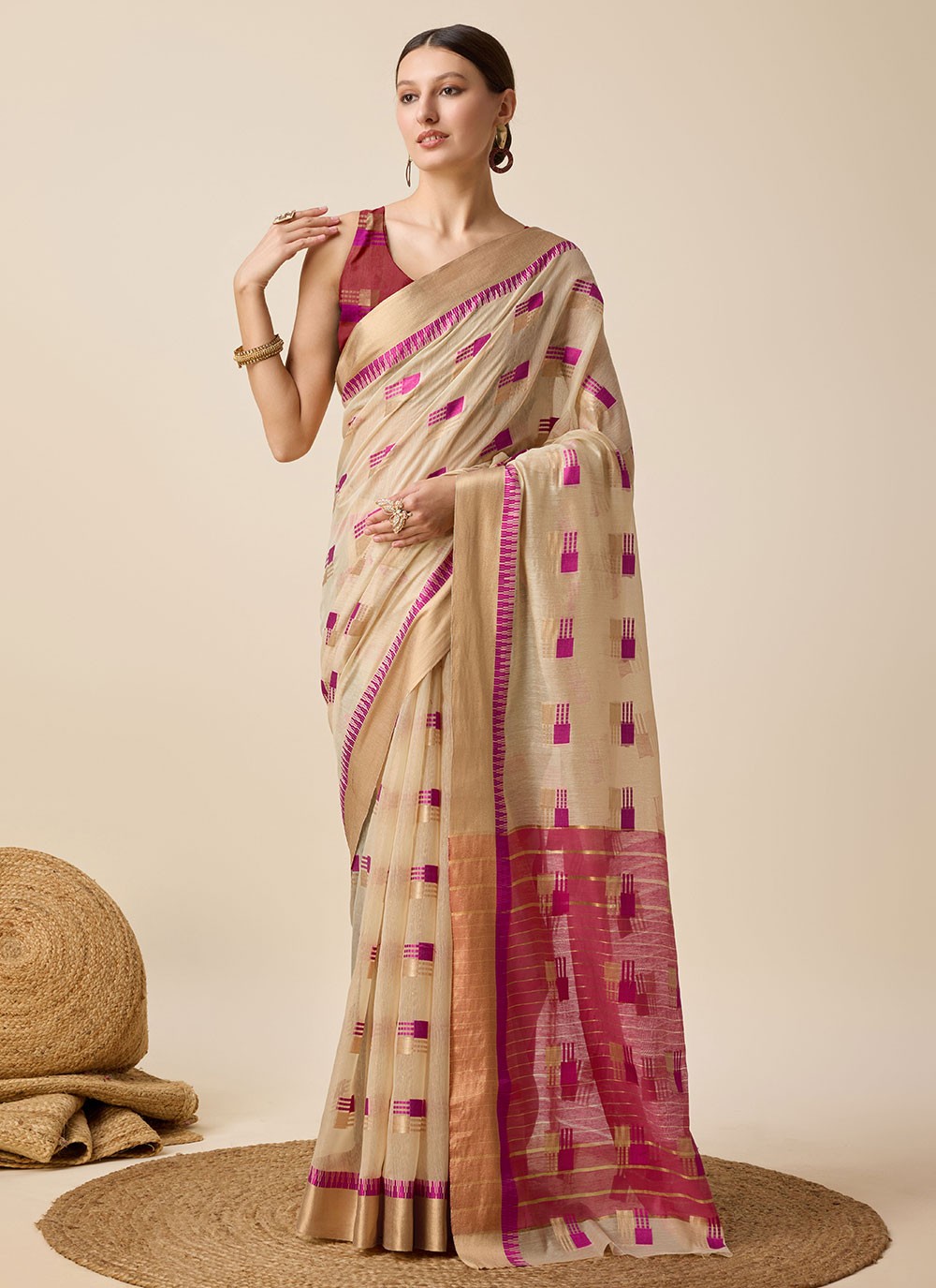 Classic Weaving Zari Cotton Silk Saree - S6999