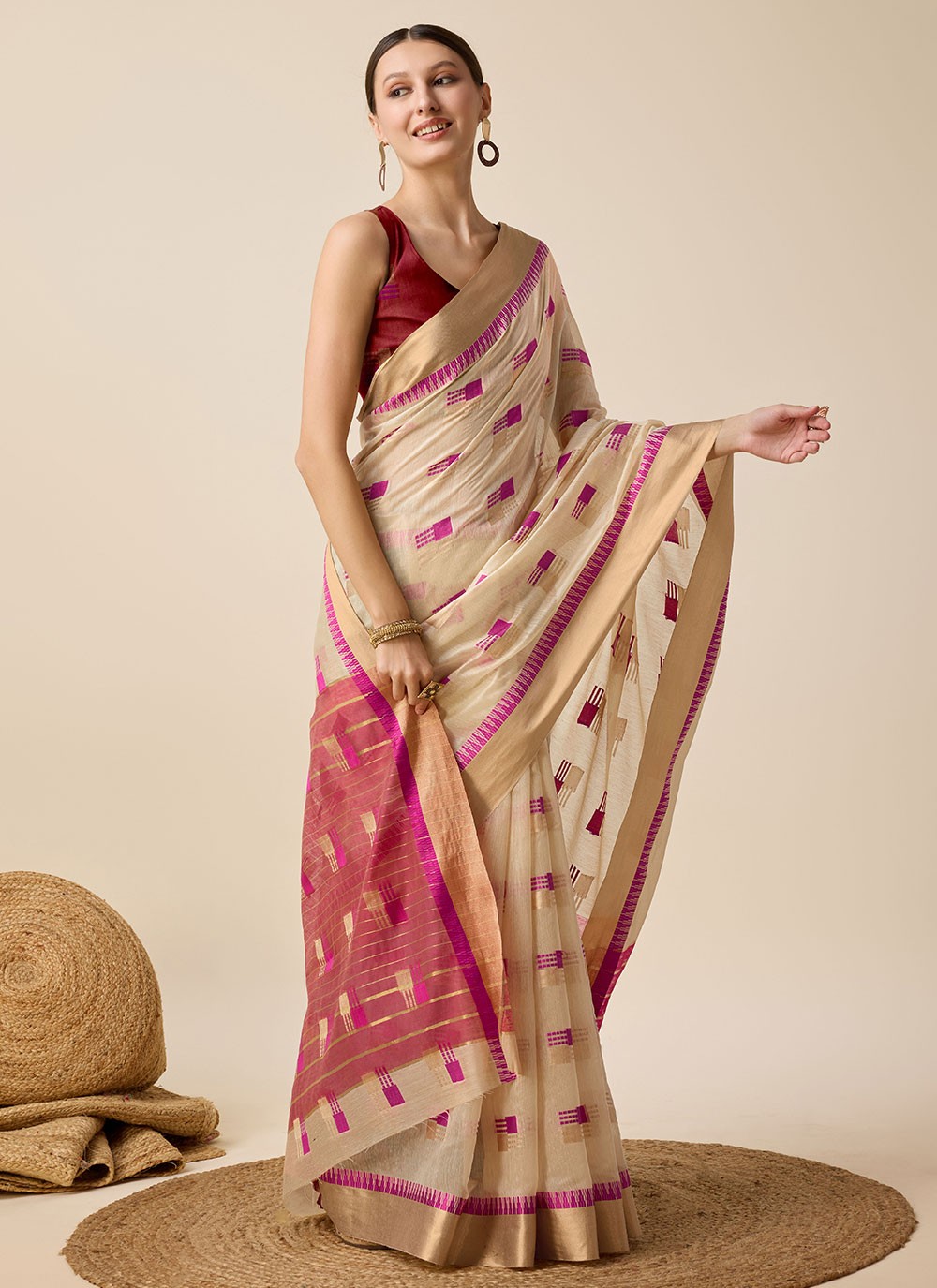 Classic Weaving Zari Cotton Silk Saree - S6999