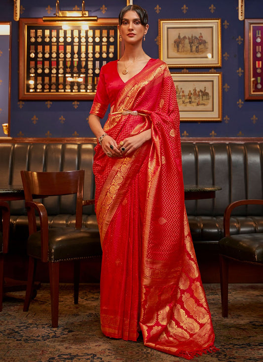 Traditional Weaving Zari Satin Silk Saree - S2073