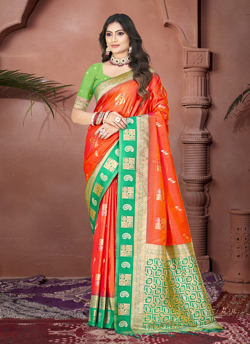 Trendy Weaving Zari Silk Teal Saree - S11117