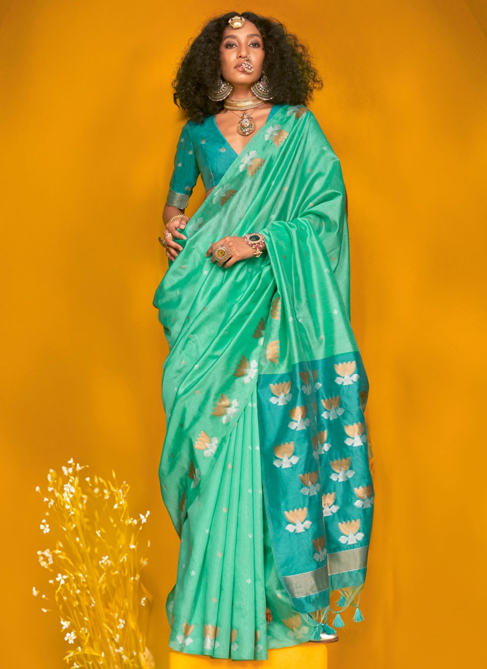 Weaving Zari Tussar Silk Saree - S12213