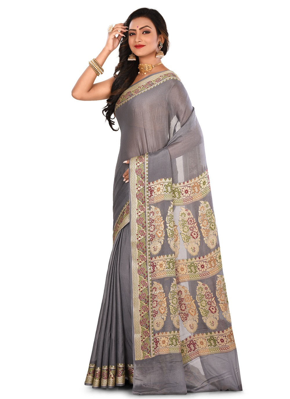 Contemporary Weaving Zari Banarasi Silk Saree - S0376