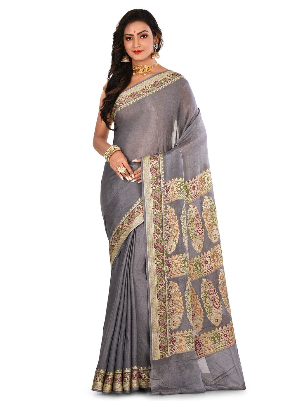 Contemporary Weaving Zari Banarasi Silk Saree - S0376