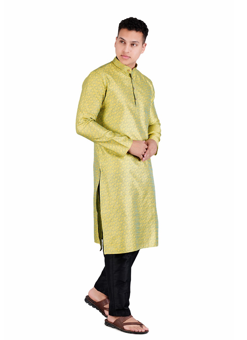 Weaving Zari Jacquard, Satin Sea Green Kurta Pyjama - M6532