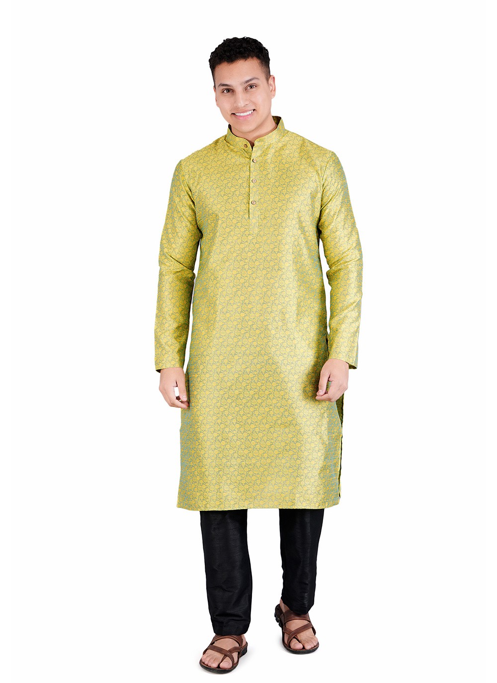 Weaving Zari Jacquard, Satin Sea Green Kurta Pyjama - M6532