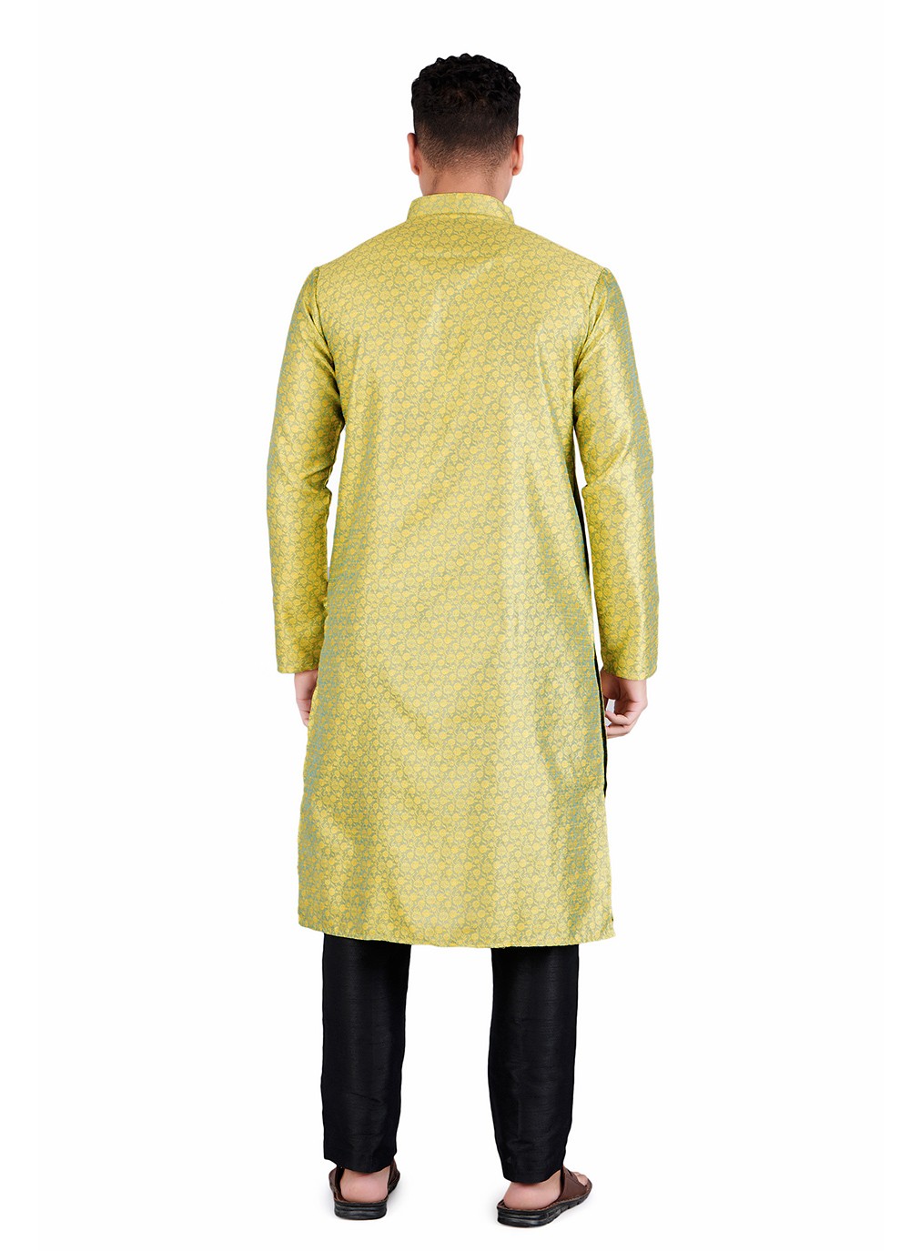 Weaving Zari Jacquard, Satin Sea Green Kurta Pyjama - M6532