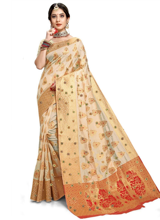 Contemporary Weaving Zari Kanjivaram Silk Saree - S0793