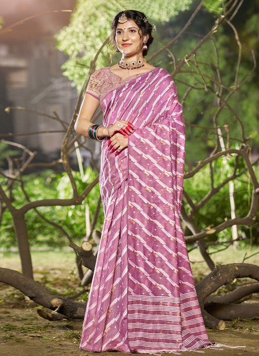 Contemporary Weaving Zari Cotton , Linen Saree - S9823